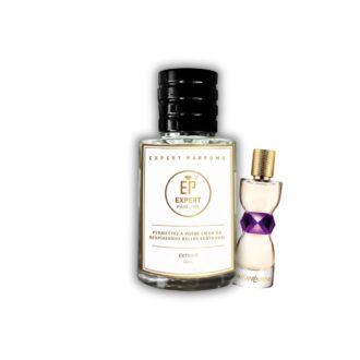 Flacon de parfum Yves Saint Laurent Manifesto couleur Améthyste et son cabochon doré, Parfum Oriental Floral pour femme avec notes de Vanille et Fève Tonka.